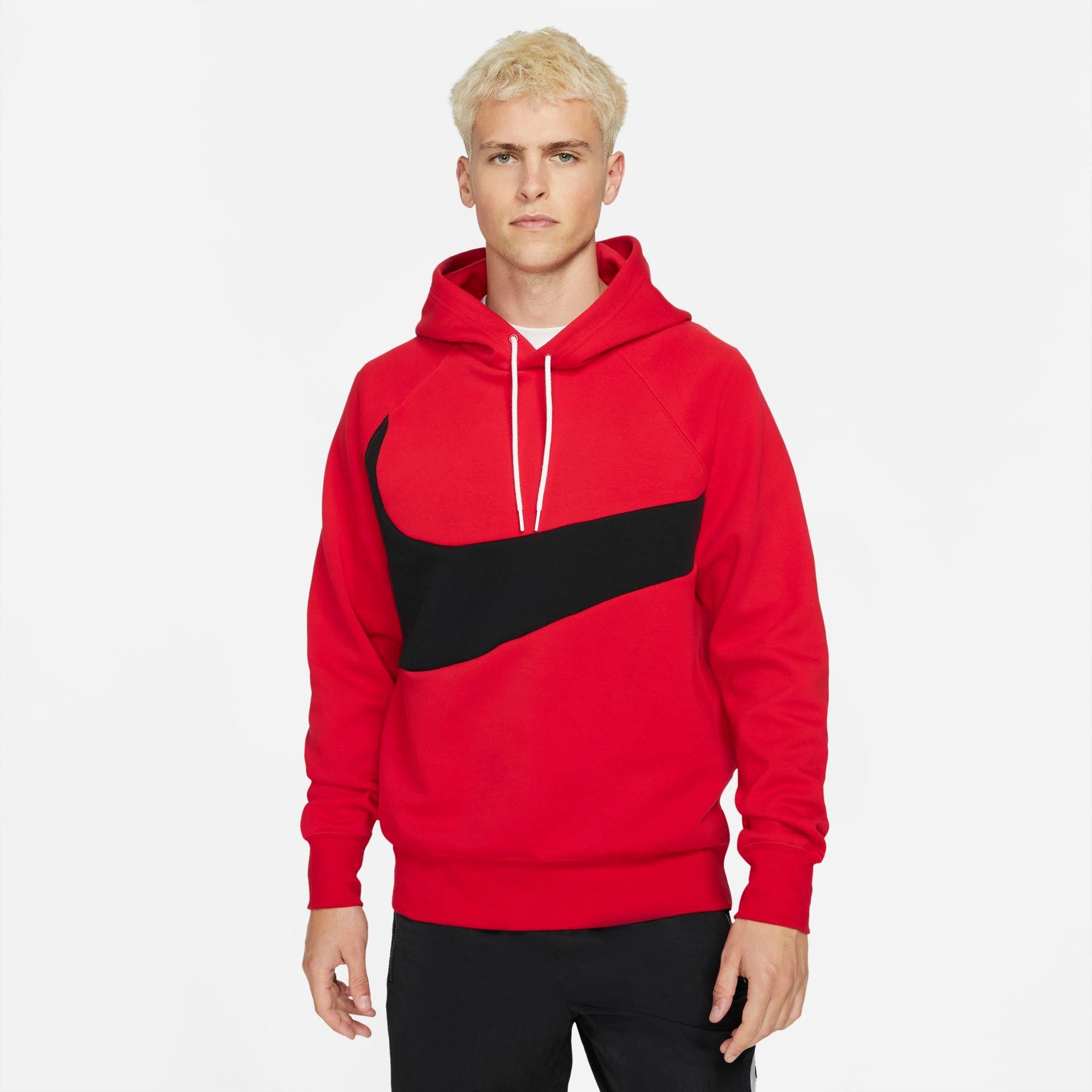 Nike Men s Sportswear Swoosh Tech Fleece Pullover Hoodie Red